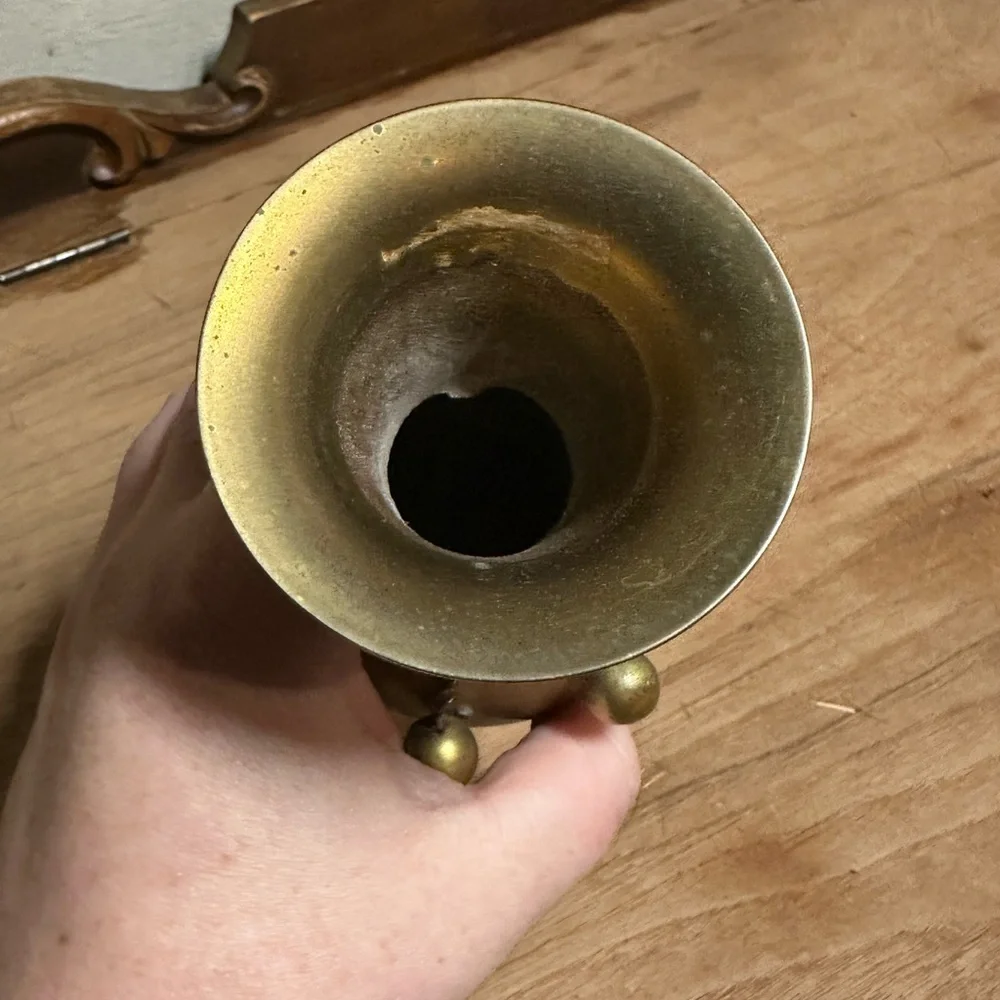 Vintage brass Vase with Rope Accent‎
